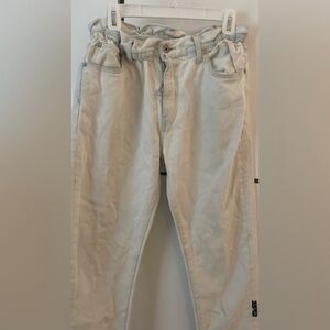 Off-White Light Blue Relaxed Paper Bag Waist Jeans